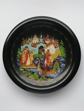USSR 1990 Palekh Vintage Collector's Plate Russian Legends Series (#9) Wall Art